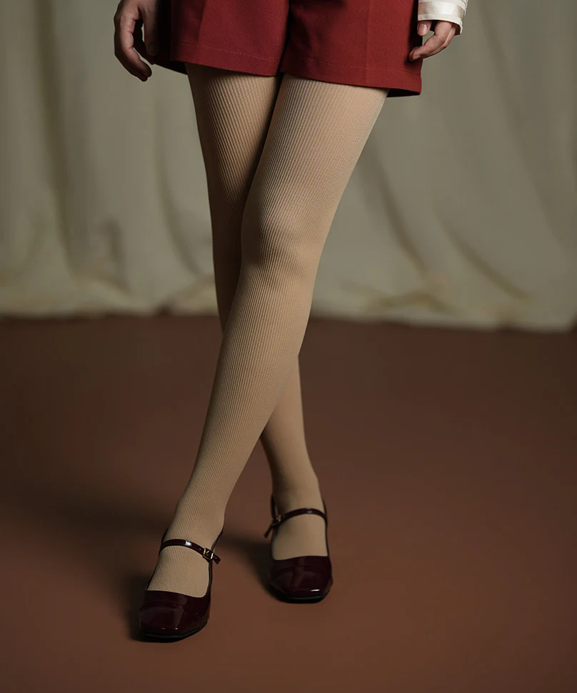 Beige Ribbed Stockings - Image 4