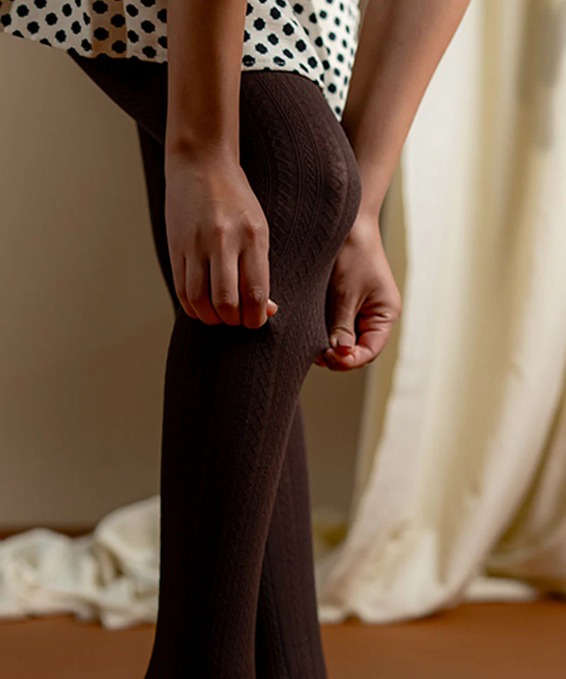 Brown Cableknit Stockings - Image 3