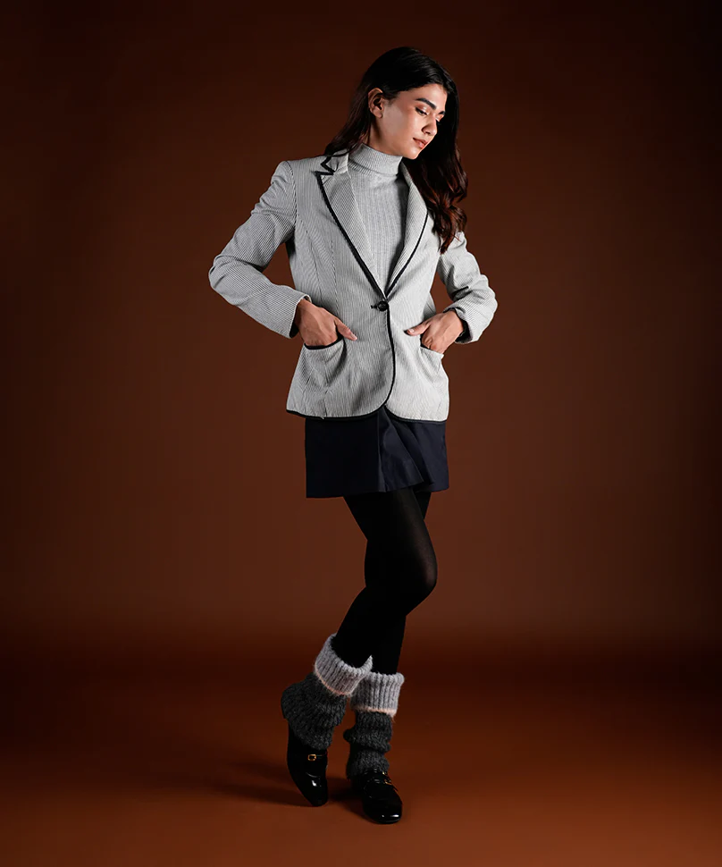 Color Block Cuff Leg Warmer - Dark Grey - Image 2
