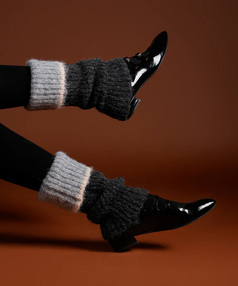 Color Block Cuff Leg Warmer - Dark Grey - Image 3