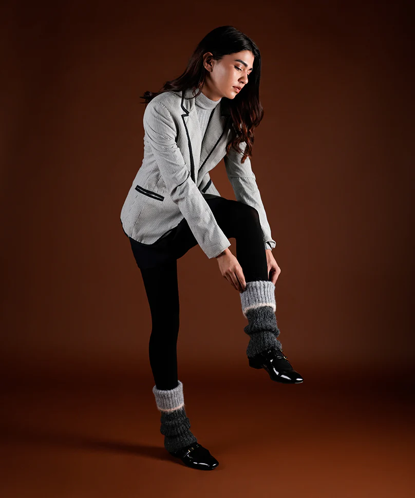 Color Block Cuff Leg Warmer - Dark Grey - Image 4