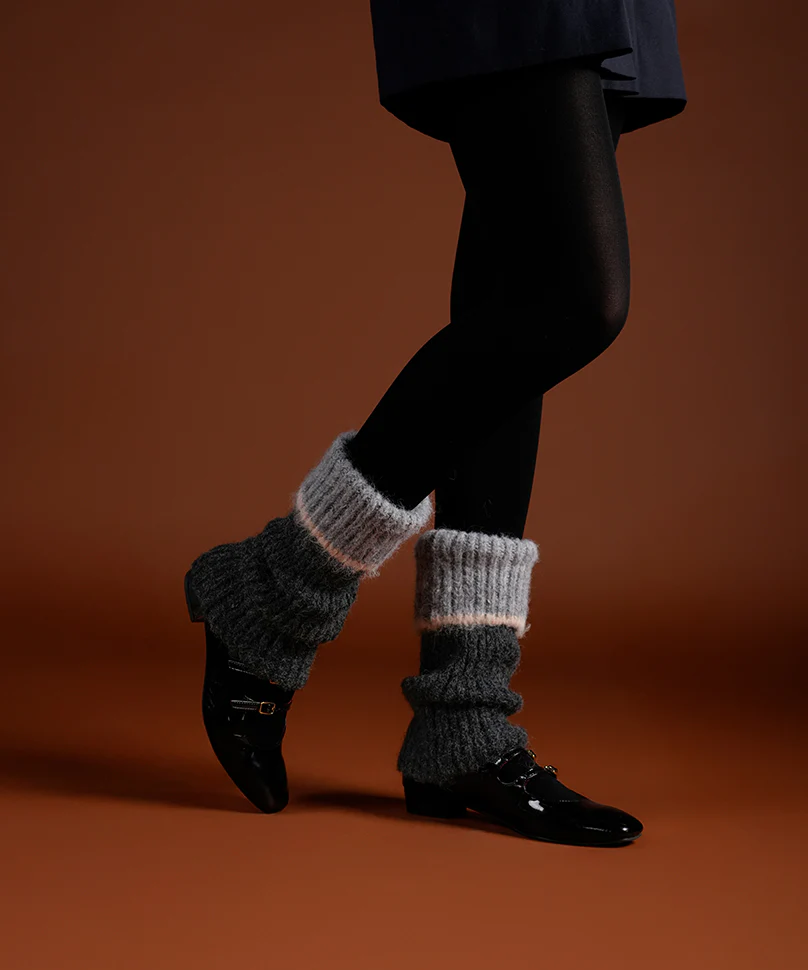 Color Block Cuff Leg Warmer - Dark Grey - Image 5
