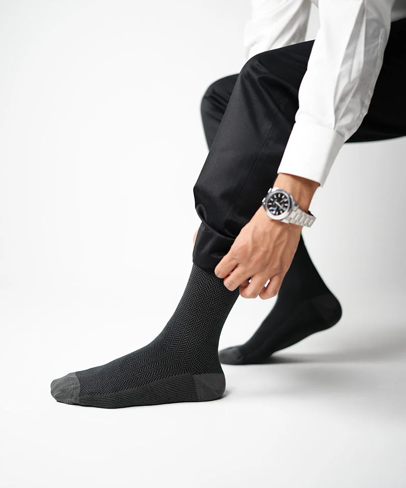 Dark Grey Herringbone