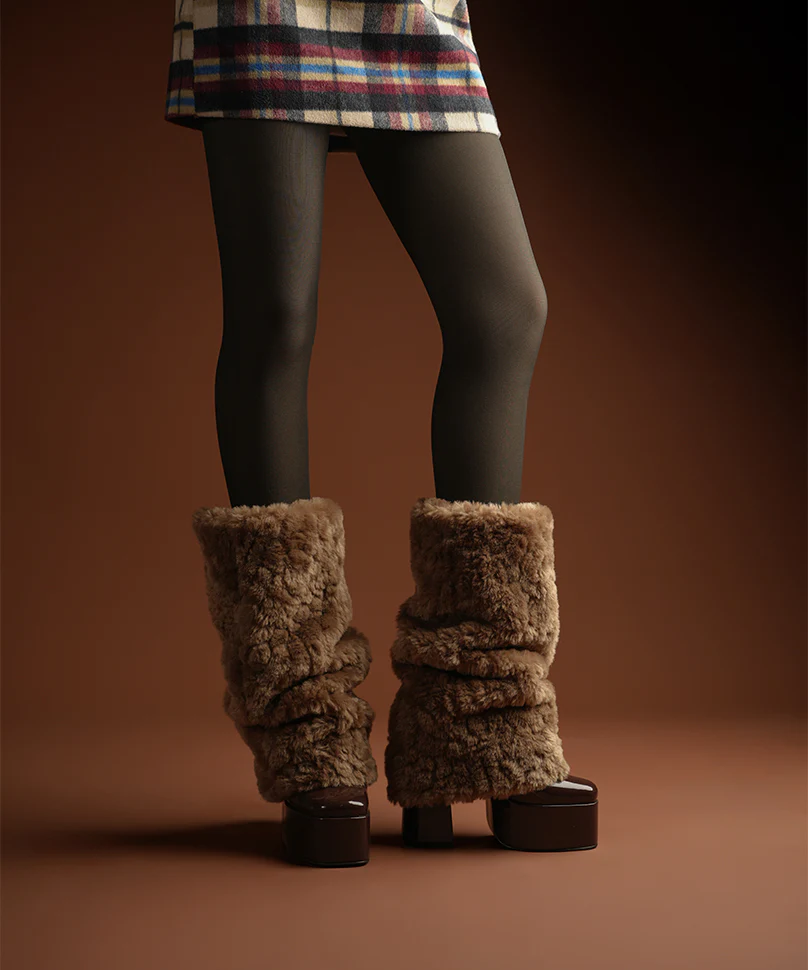 Fur Leg Warmer - Brown - Image 2