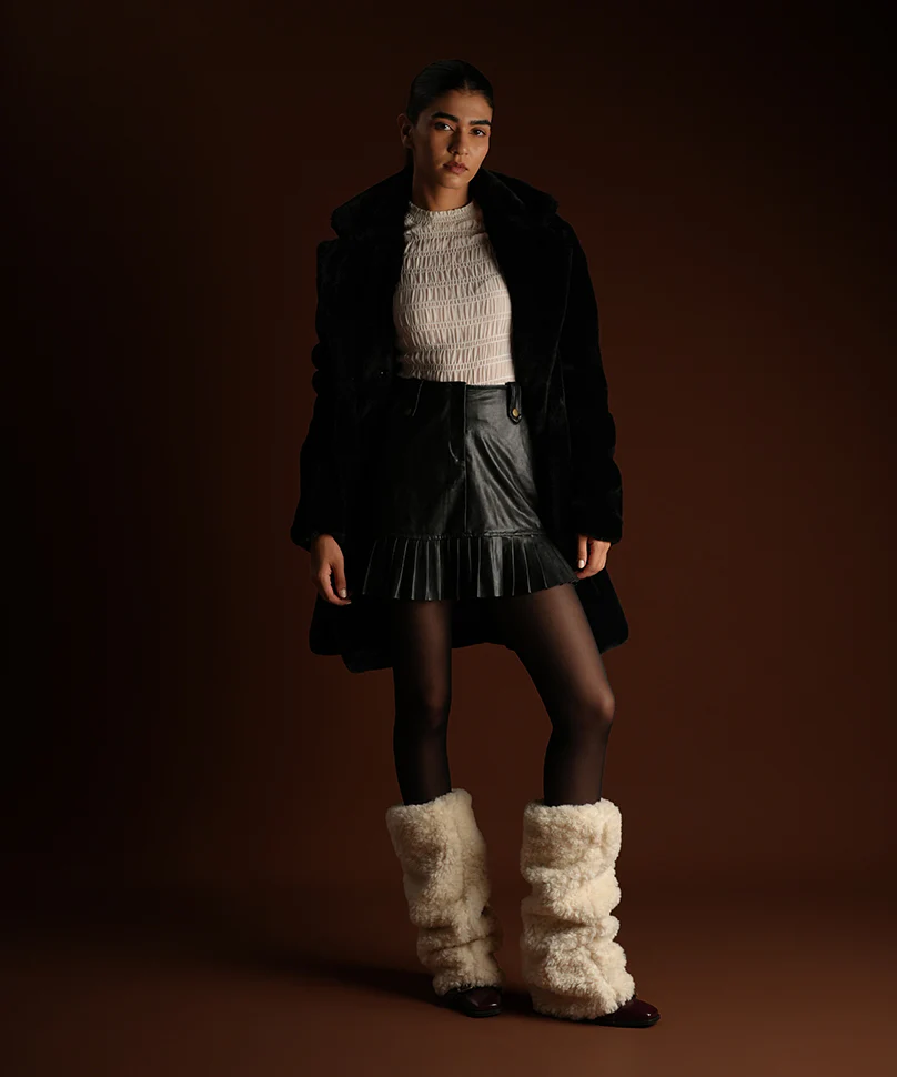 Fur Leg Warmer - Cream - Image 2