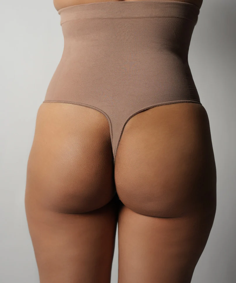 High Waisted Thong - Brown - Image 3