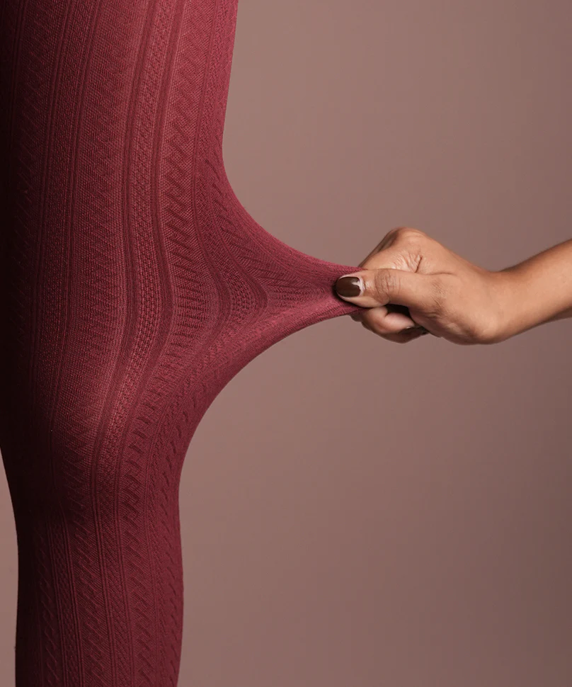Maroon Cableknit Stockings - Image 4