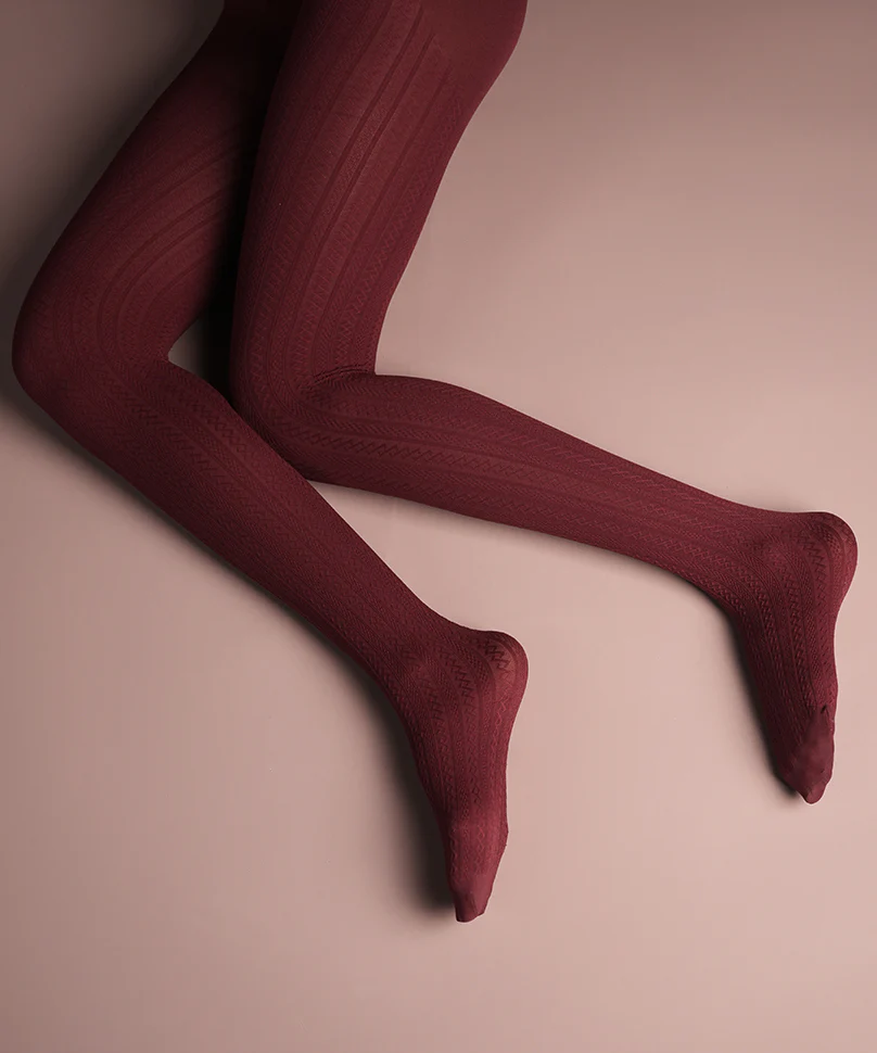Maroon Cableknit Stockings - Image 5