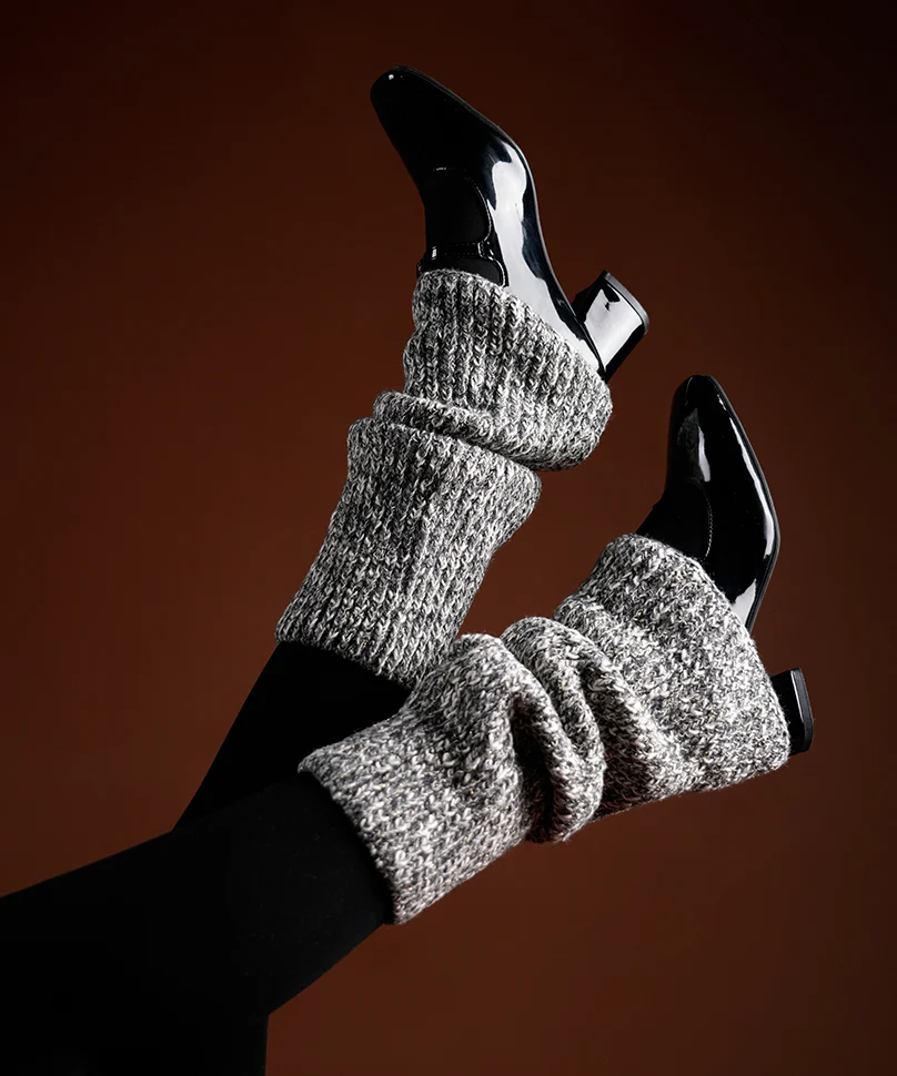 Melange Ribbed Leg Warmer - Dark Grey