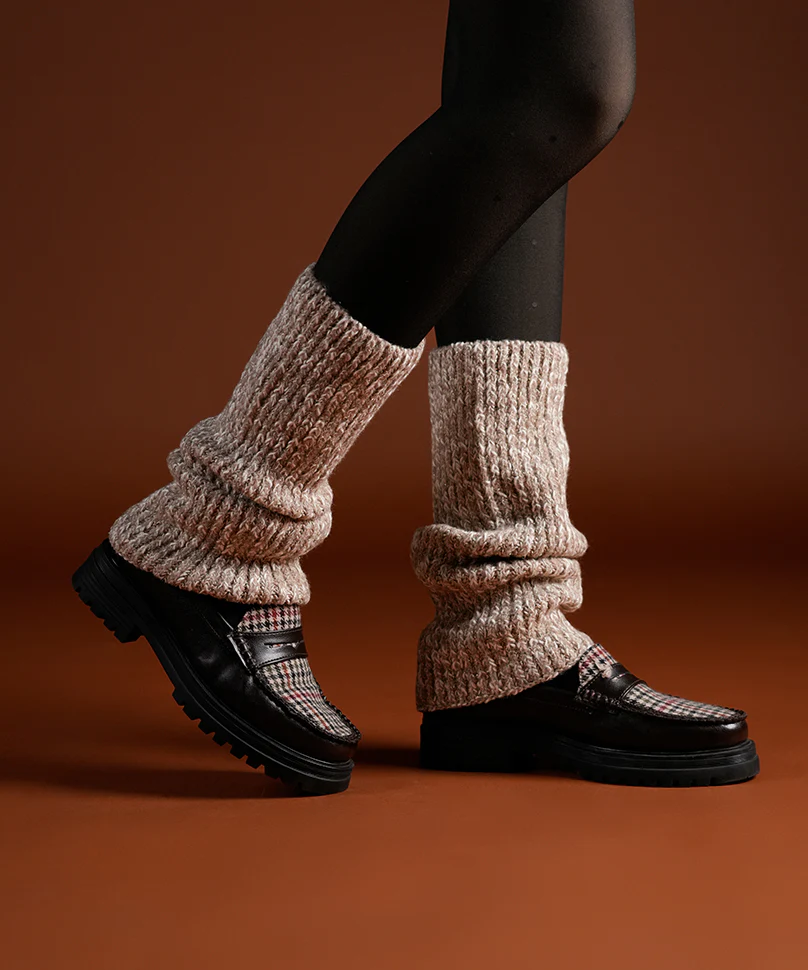 Melange Ribbed Leg Warmer - Khakhi - Image 5