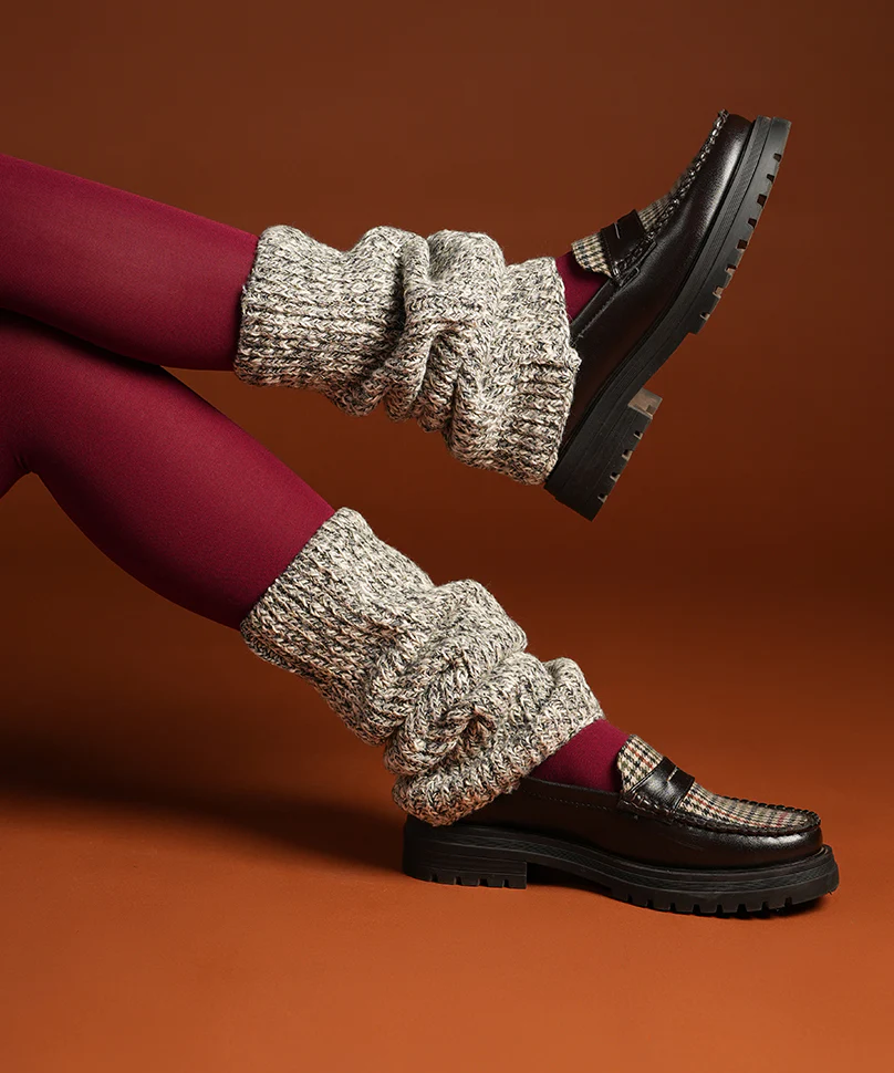 Melange Ribbed Leg Warmer - Light Grey