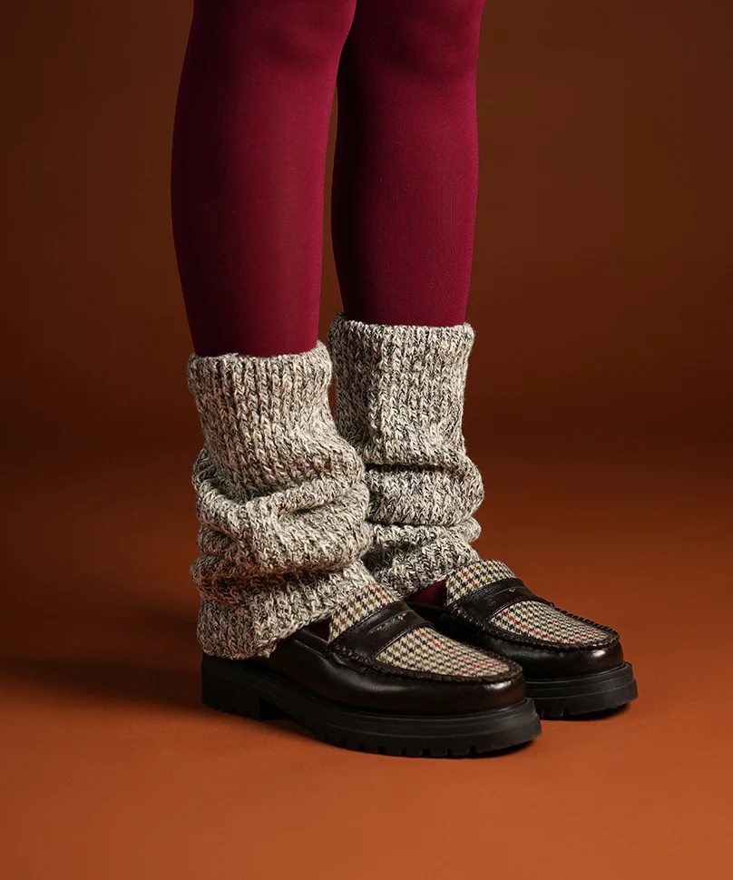 Melange Ribbed Leg Warmer - Light Grey - Image 3