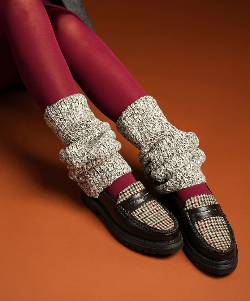 Melange Ribbed Leg Warmer - Light Grey - Image 5