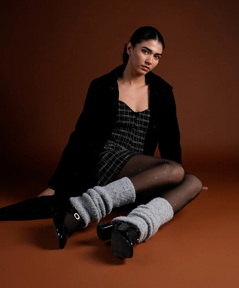 Mink Fur Leg Warmers - Grey - Image 2