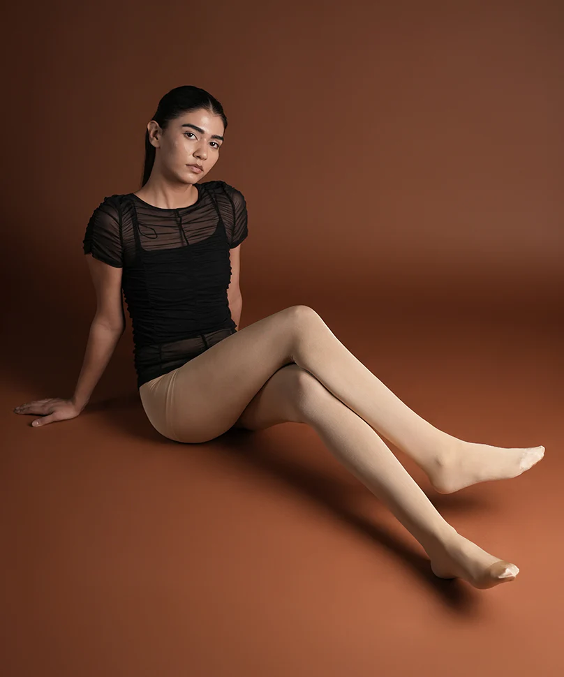 Nude Sheer Glossy Stockings - Image 2