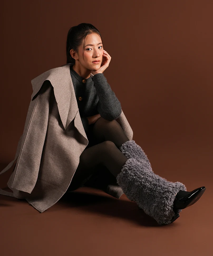 Plush Ribbed Leg Warmer - Grey - Image 2