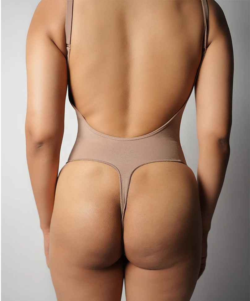 Thong Bodysuit - Brown - Image 3